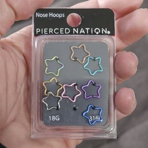 NWOT 18g Star-Shaped Nose Hoops